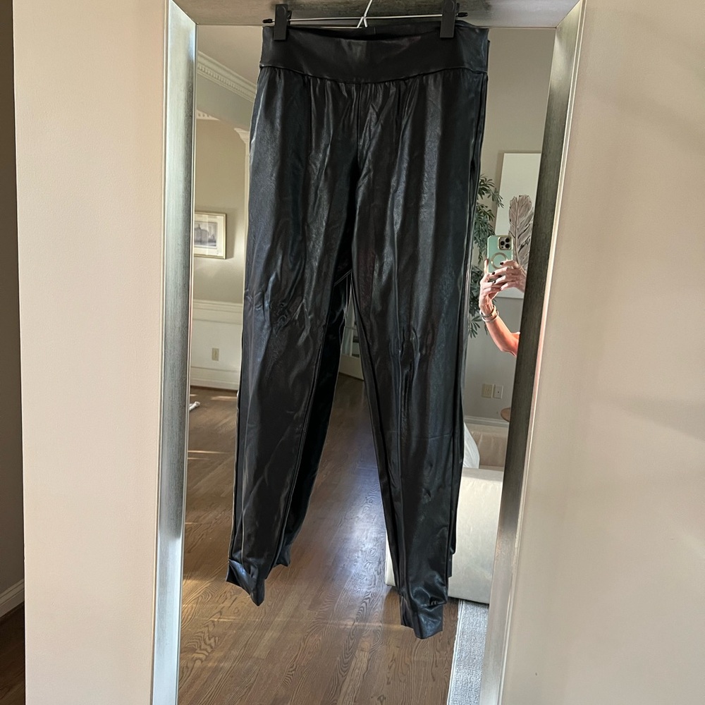 Commando Black Faux Leather joggers
